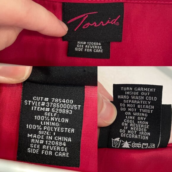 OLD TAG TORRID Plus Size Raspberry Red Beaded Sequin Satin Kimono Sleeve Blouse - Picture 2 of 16